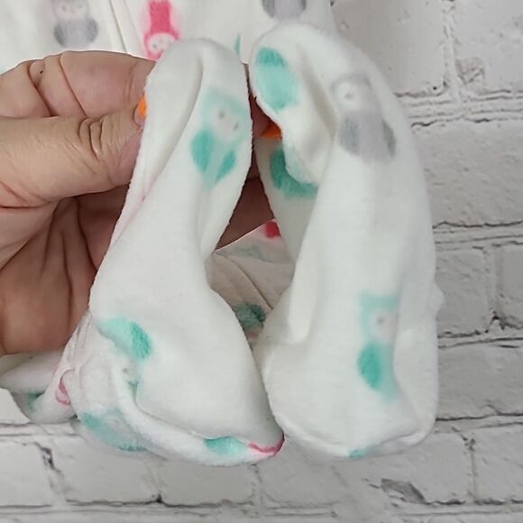 Carter's Girls 6M Soft Fleece White Owl Print One-Piece PJ Footie Winter Pajamas - Picture 4 of 7